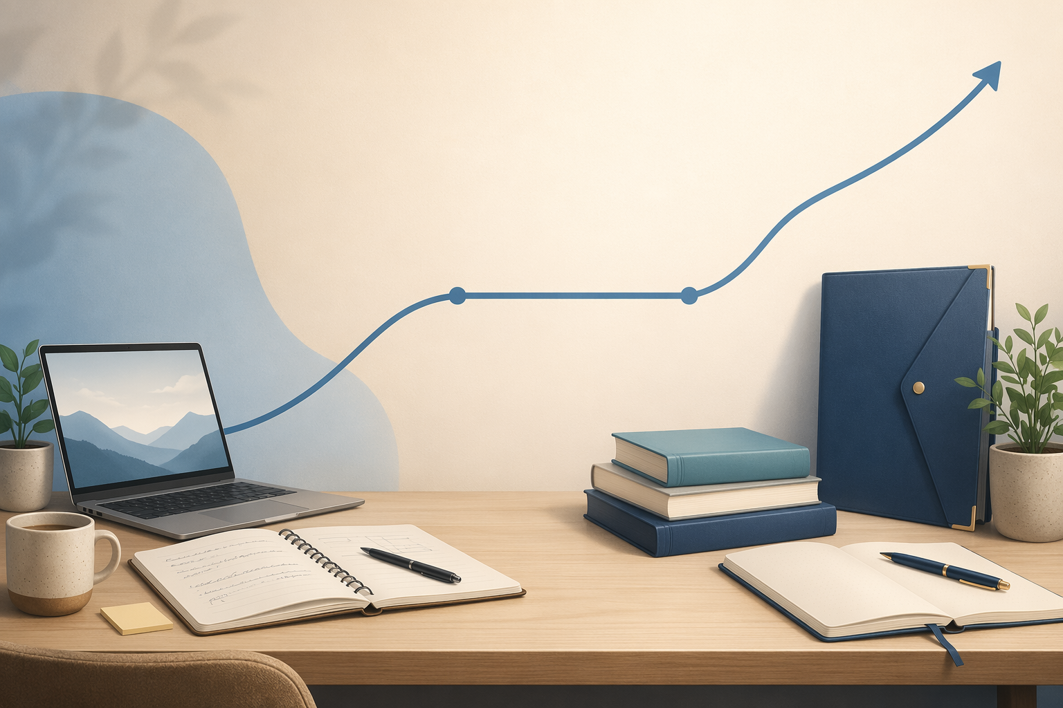 Student desk showing a free prep path leveling into a plateau and continuing upward with structured paid resources