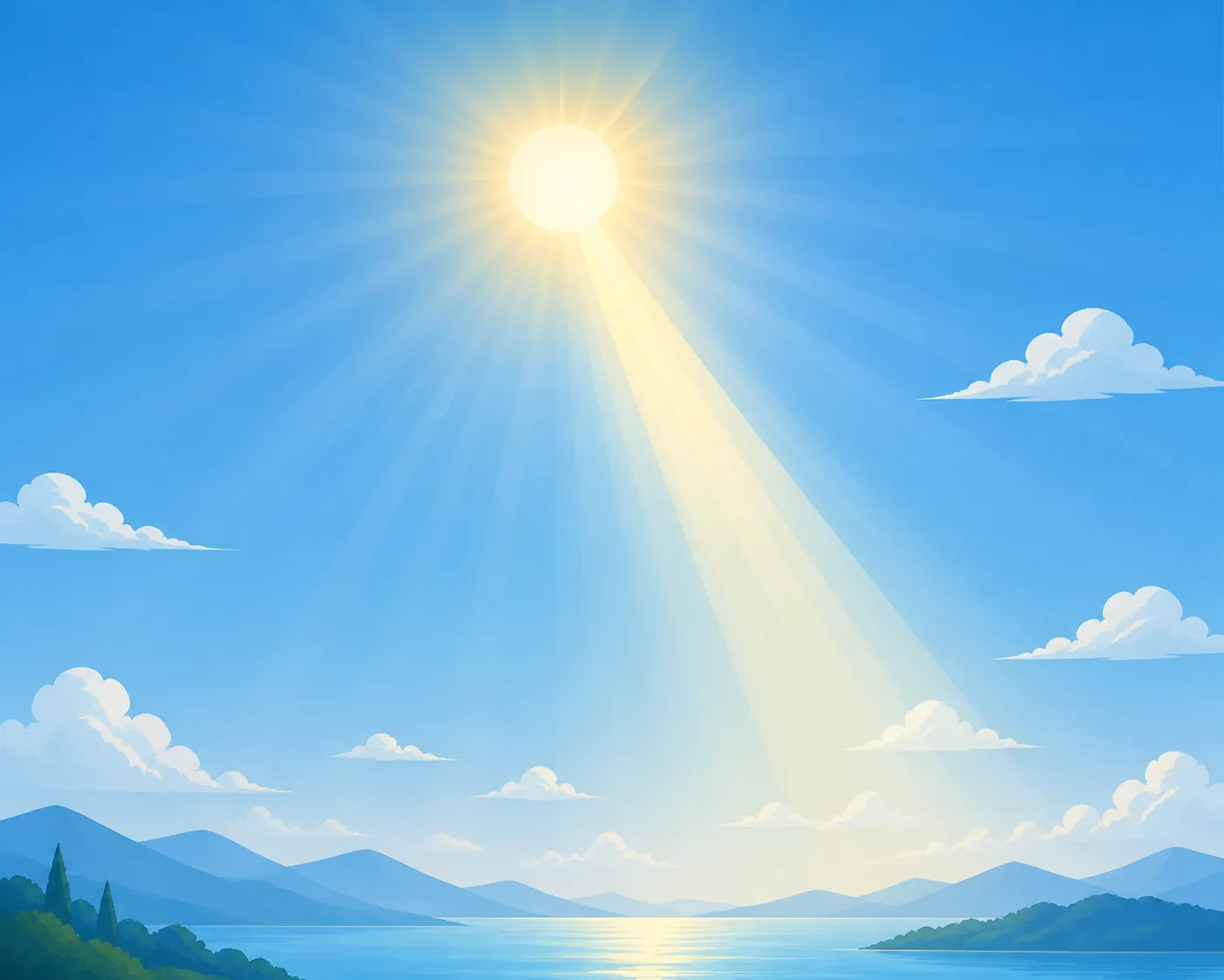 Daytime sky scene with yellow-white sunlight and blue light scattered across the sky