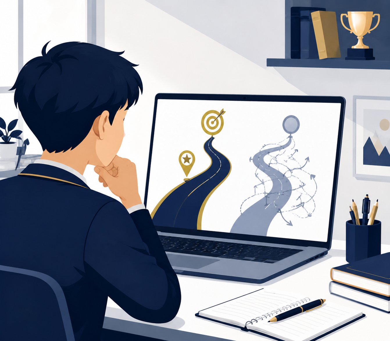 Student choosing between accurate and misleading SAT practice paths
