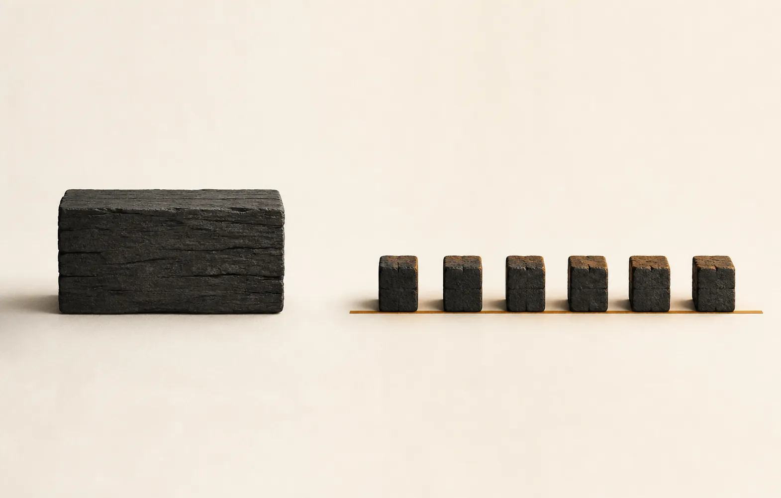 Minimalist comparison of one large study block versus six smaller spaced study blocks