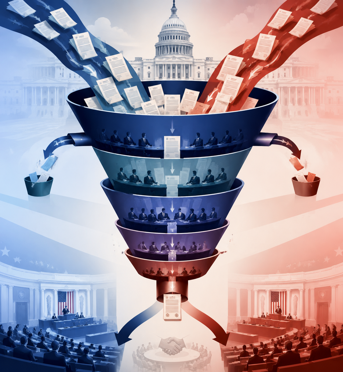Illustration of the congressional committee system as a document funnel
