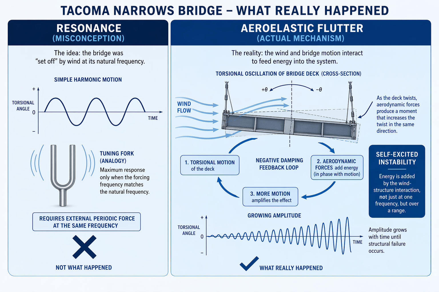 How Aeroelastic Flutter Brought Down the Tacoma Narrows Bridge