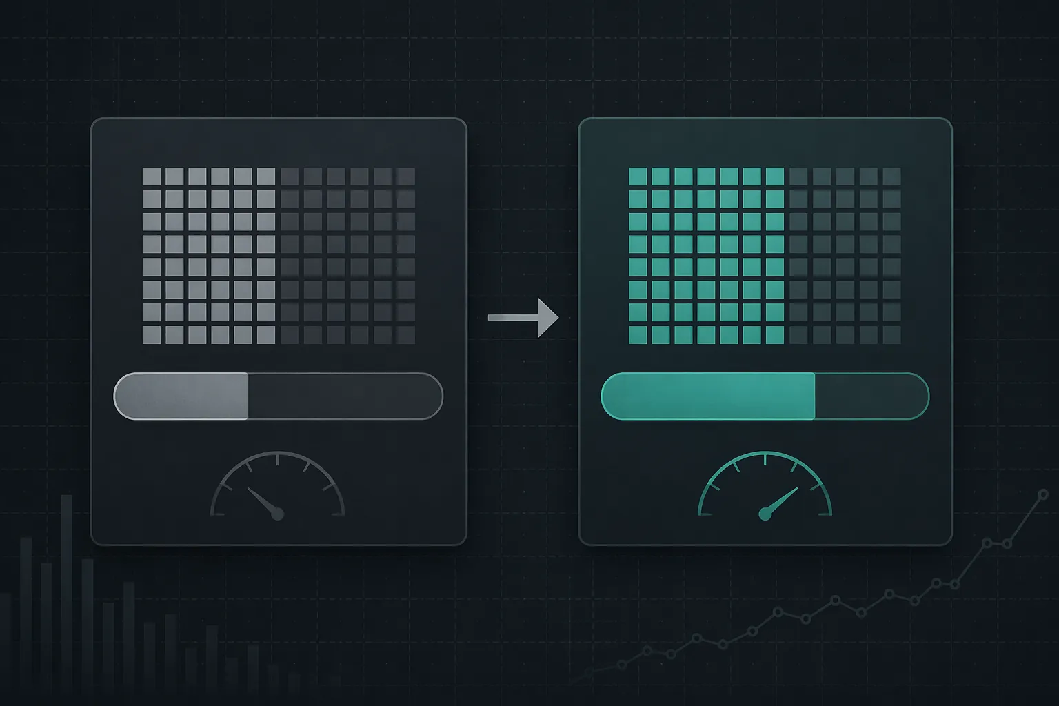 Side-by-side progress bars showing approximately 38 percent and 61 percent