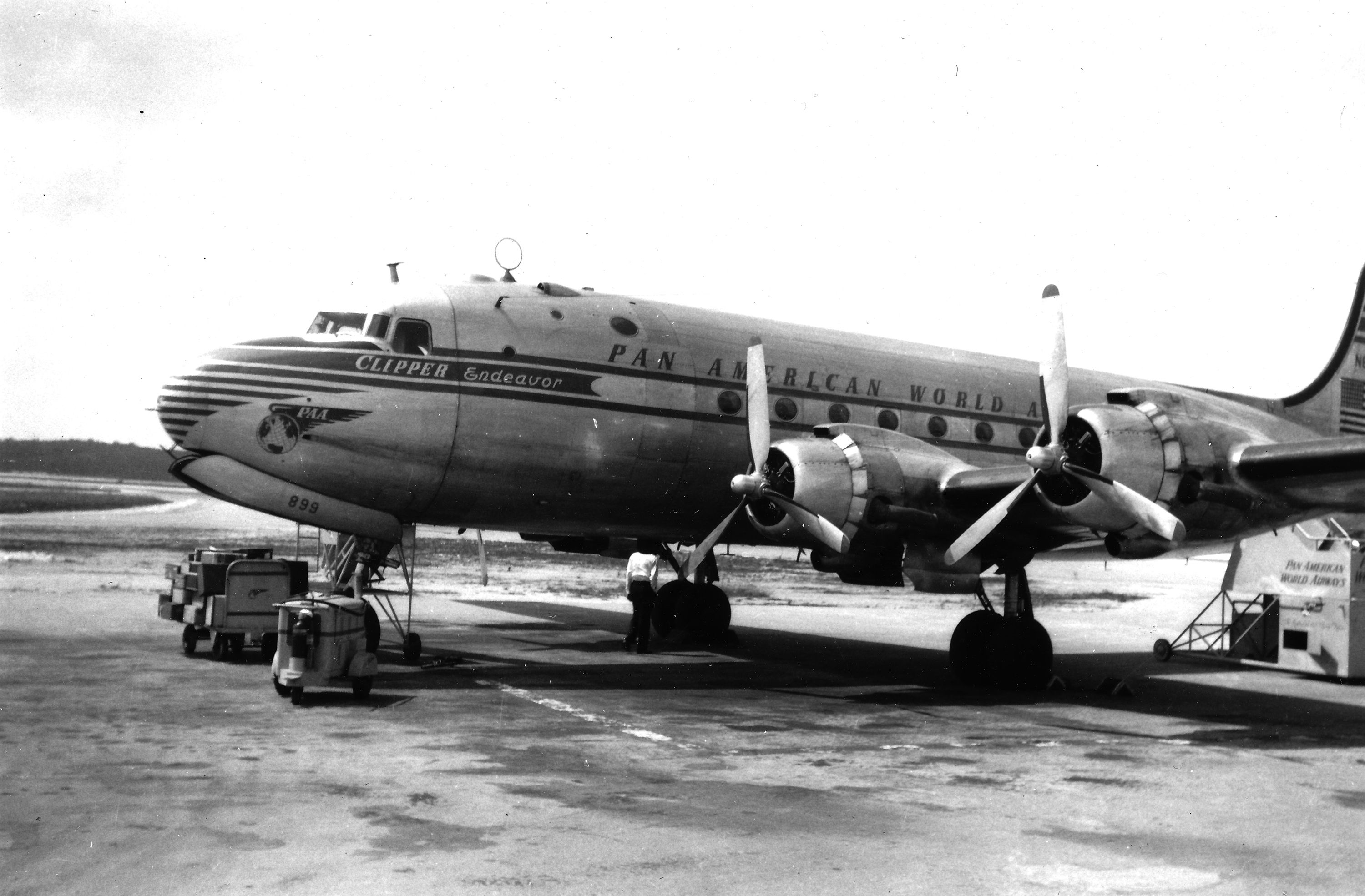Vintage archival photograph of the Pan Am Clipper Endeavor aircraft in service