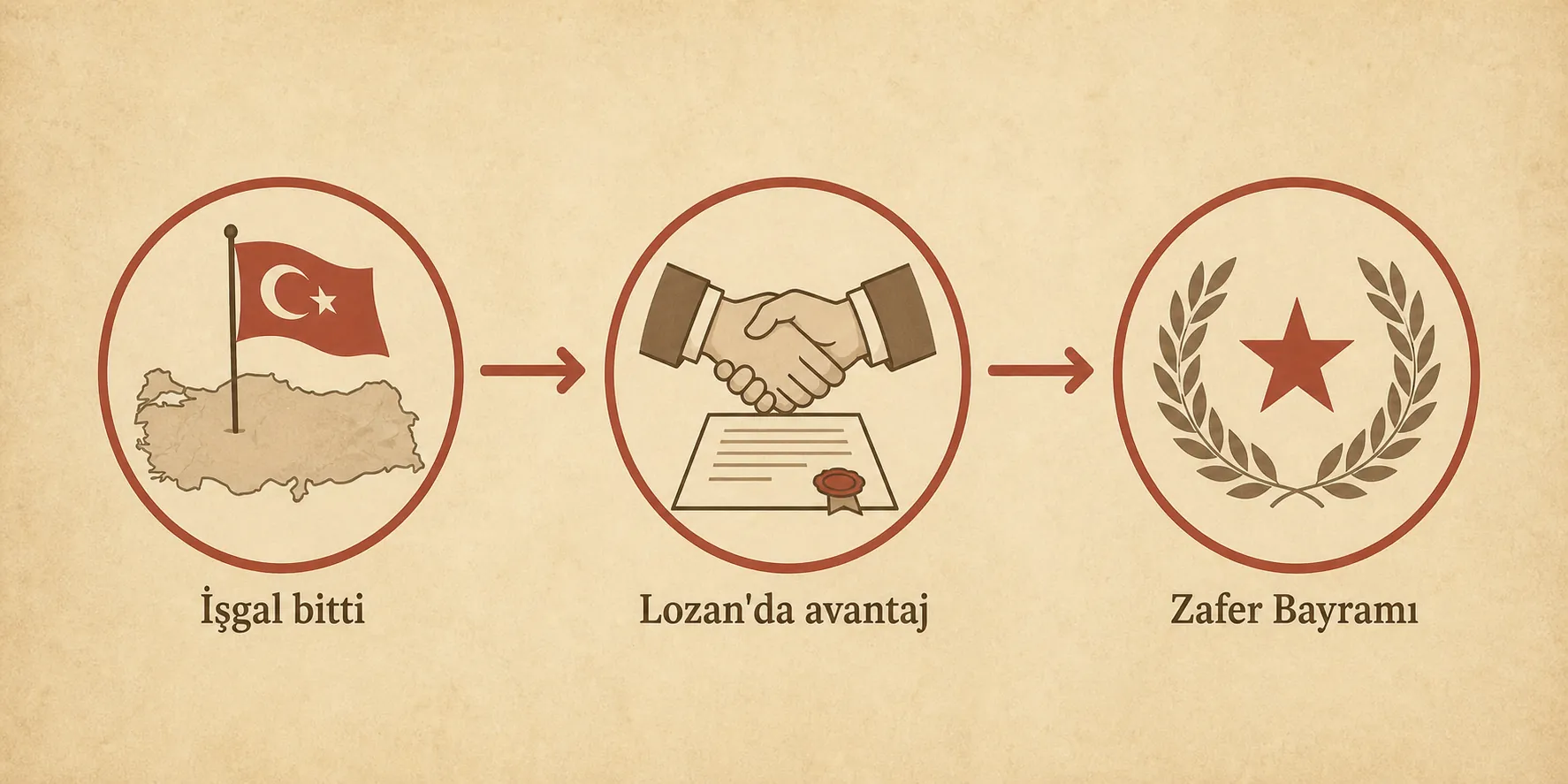 Consequence chain from the end of the Greek occupation through diplomatic advantage to Zafer Bayramı