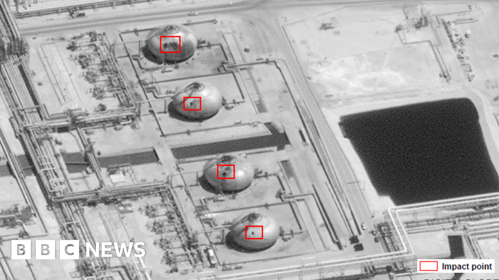 Satellite image of strike damage at Saudi Arabia's Abqaiq oil processing facility in September 2019