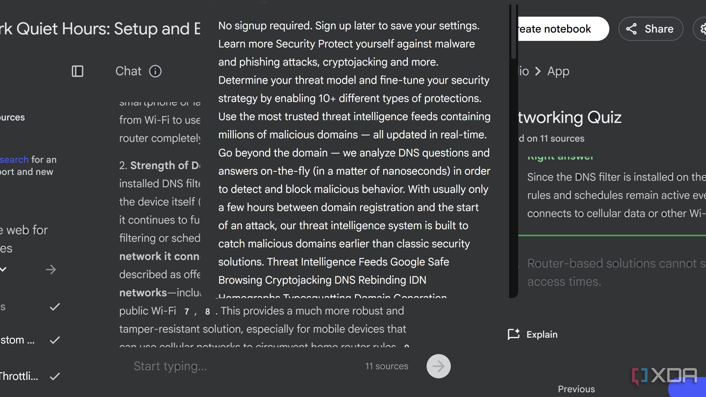 NotebookLM flashcard with a source citation bubble and Explain button for verification