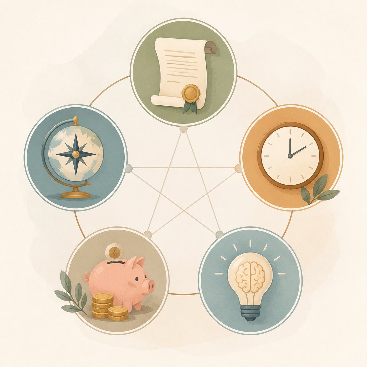 Five connected homeschool curriculum decision factors: accreditation, parent time, learning style, budget, and worldview