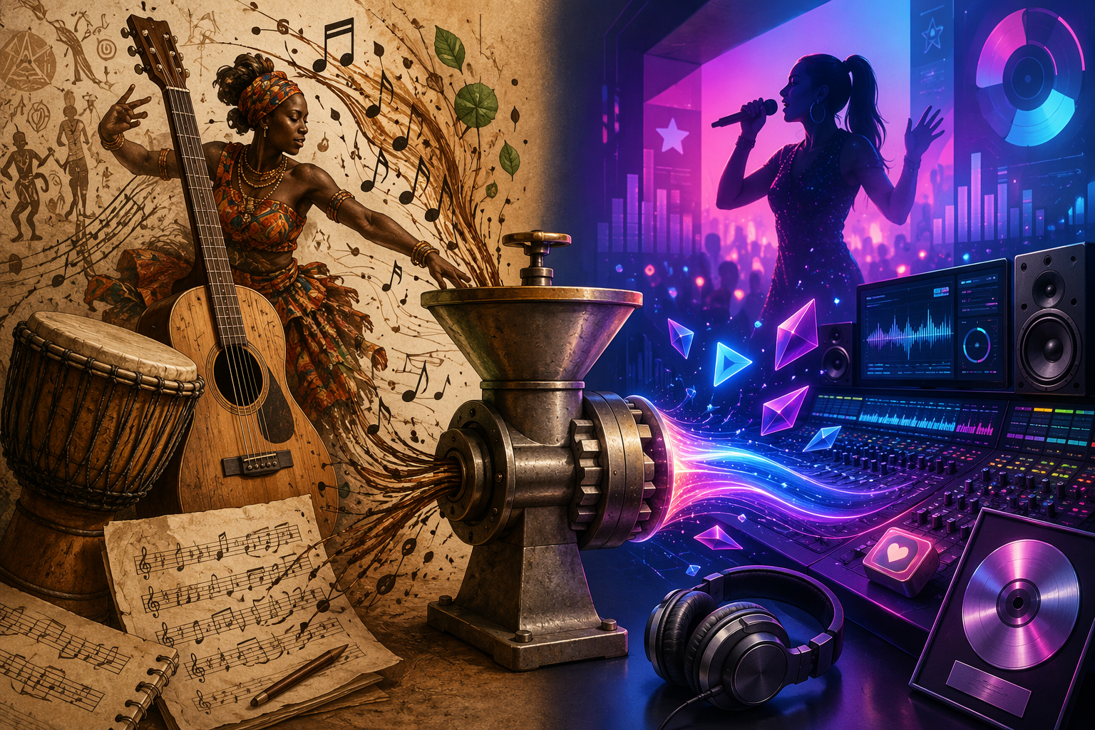 Traditional musical roots transformed through a commercial production machine into glossy global pop