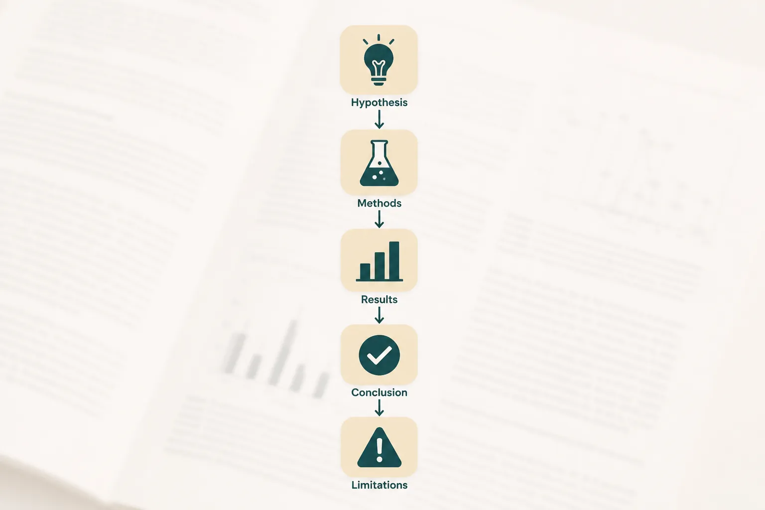 Diagram of a reading path through hypothesis, methods, results, conclusion, and limitations
