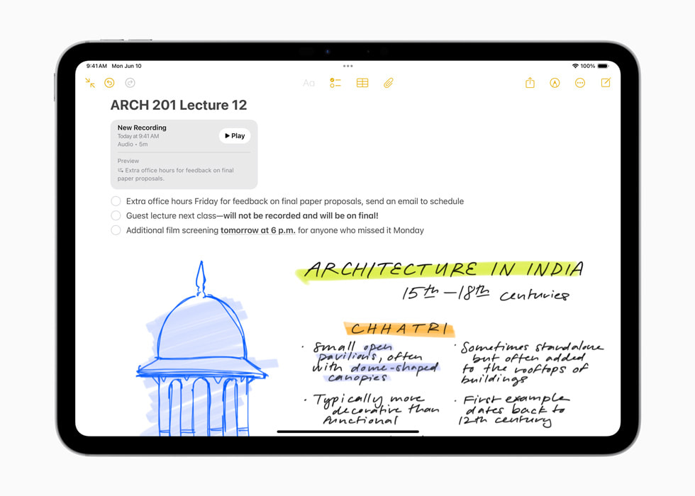 Apple Notes showing audio recording and transcription on iPhone and iPad