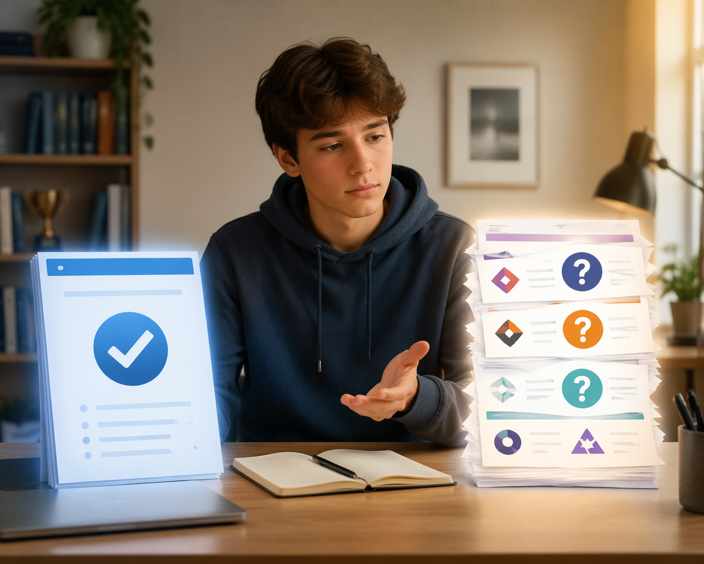 Student choosing between an official Bluebook practice test and third-party SAT practice materials