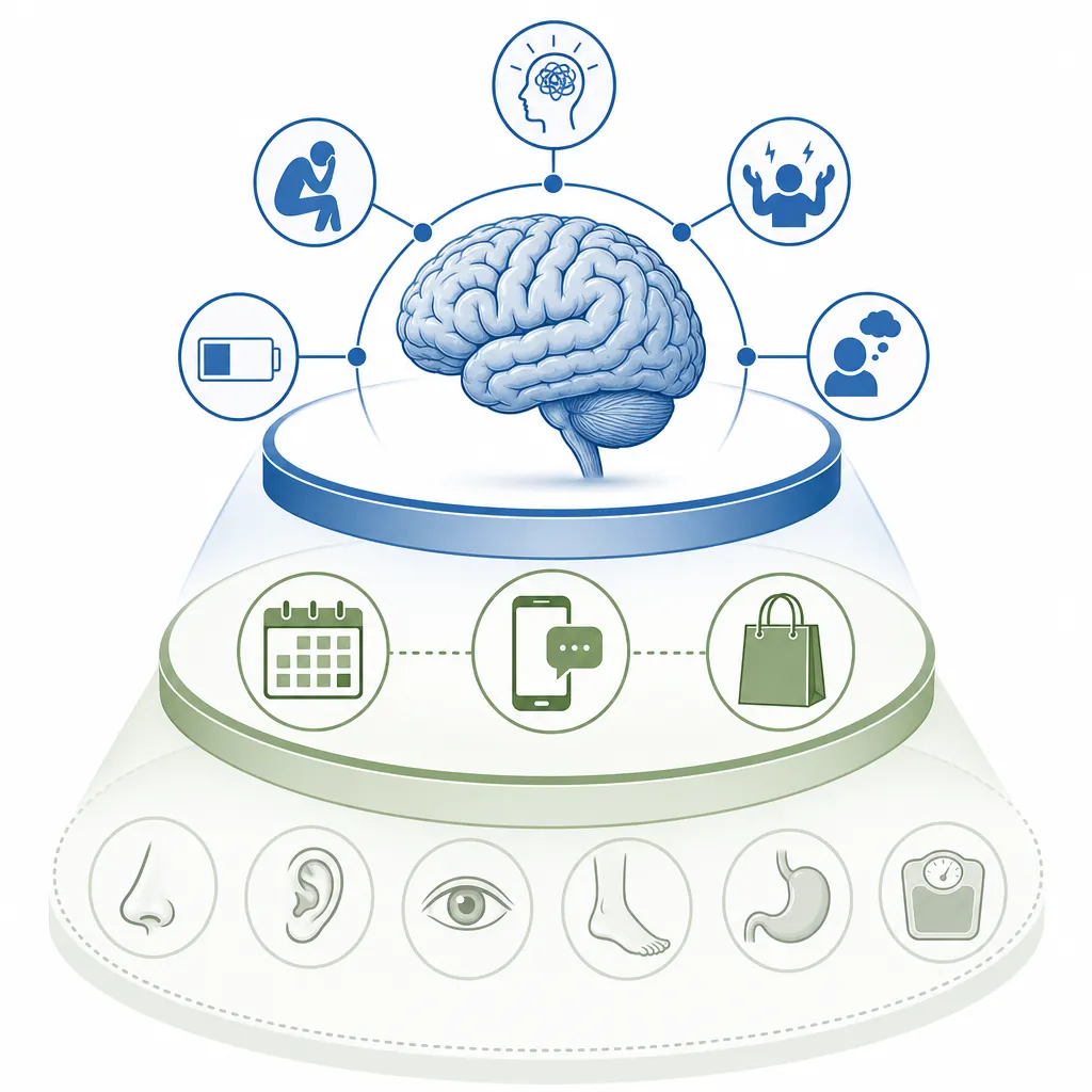 Three-tier dementia mnemonic framework with 5 A's, warning signs, and prodromal domains