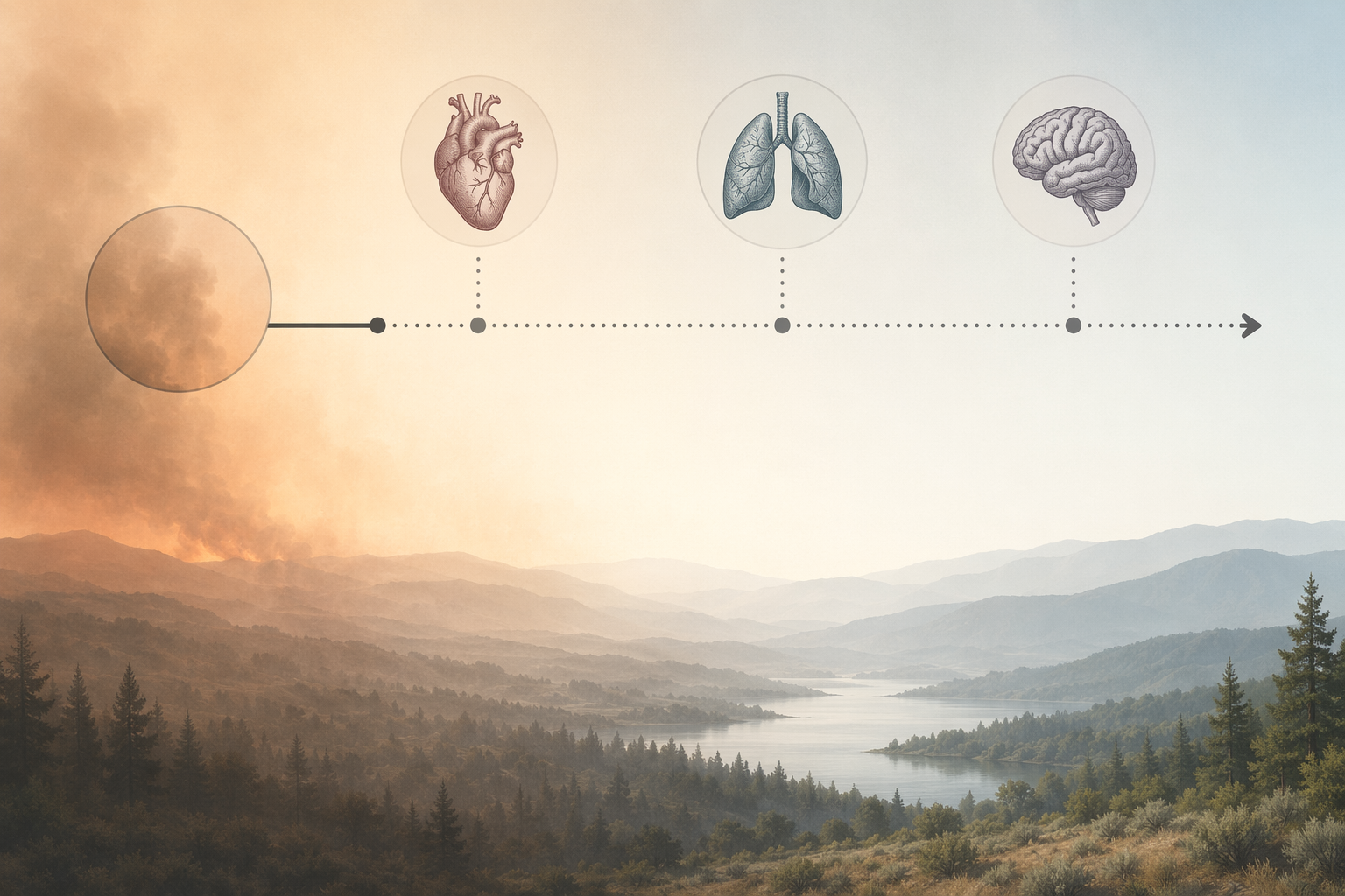 Timeline showing health effects persisting for three months after a wildfire smoke event