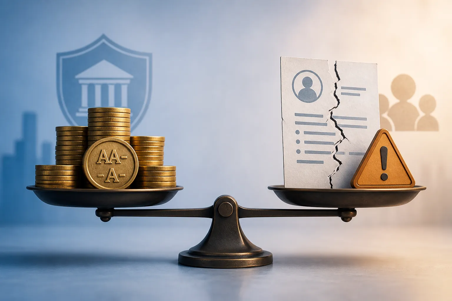 Balanced scale comparing financial strength with client value
