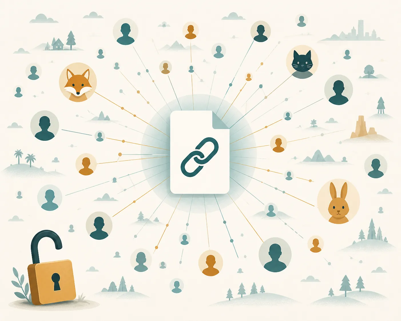 Document link reaching unnamed viewers and anonymous animal avatars