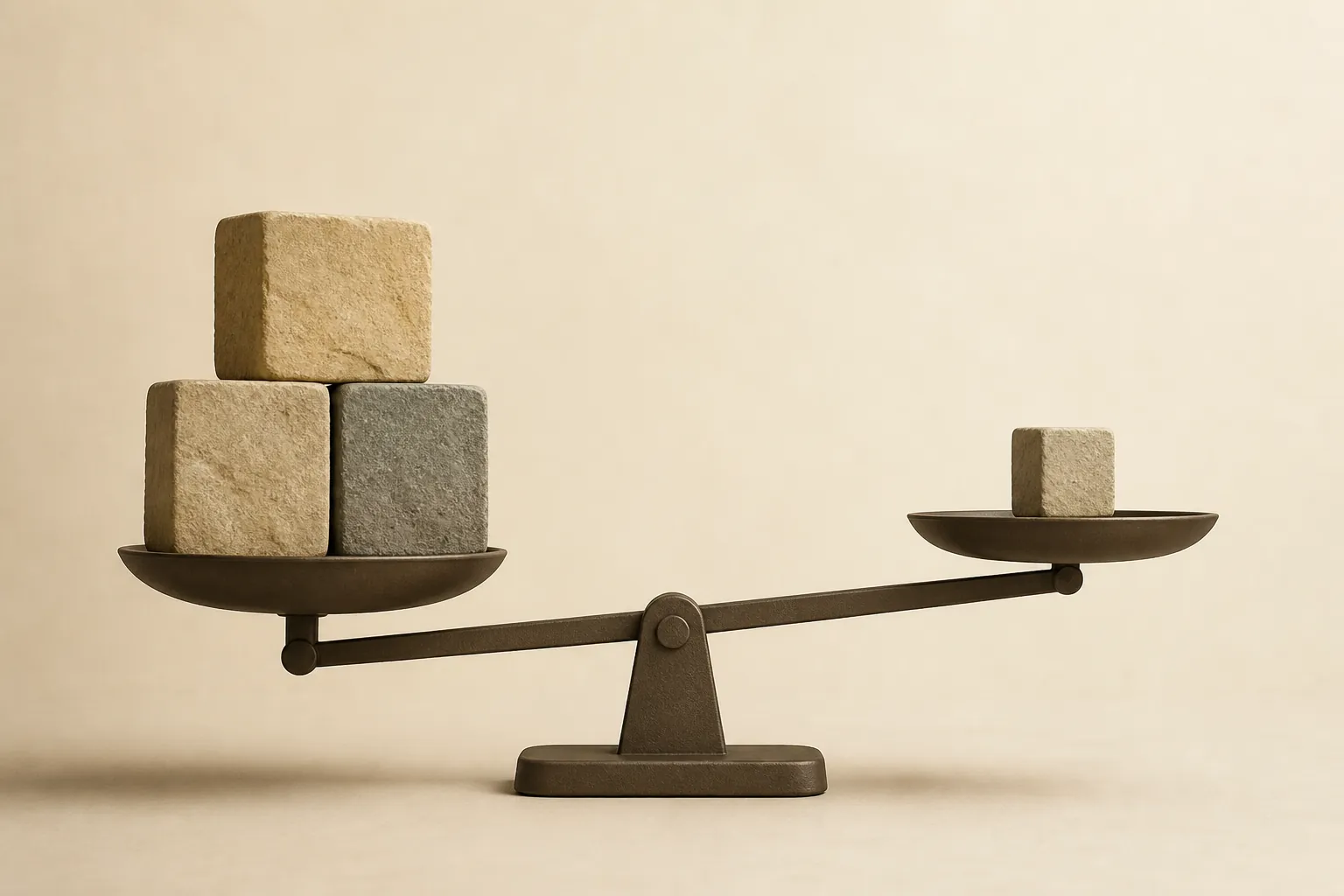 A balance scale showing larger study levers outweighing a smaller air-quality effect