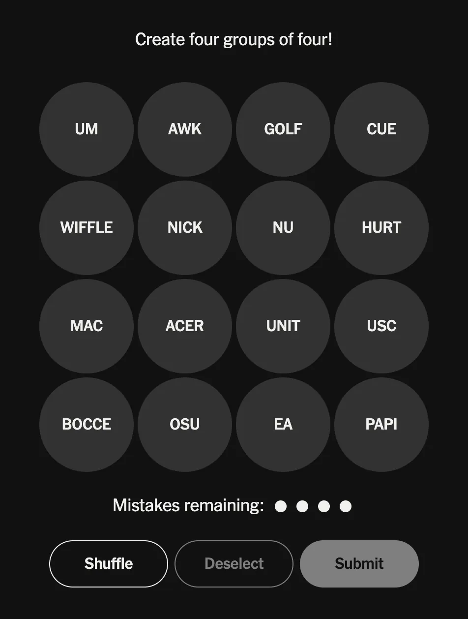 Mobile screenshot of NYT Connections Sports Edition puzzle number 628