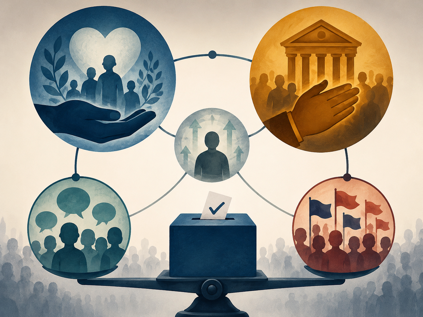 Five connected voting motives, with altruism and civic duty shown as the most prominent nodes.