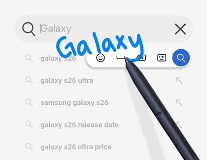 Galaxy S26 Ultra screen showing handwritten S Pen notes being converted into typed text