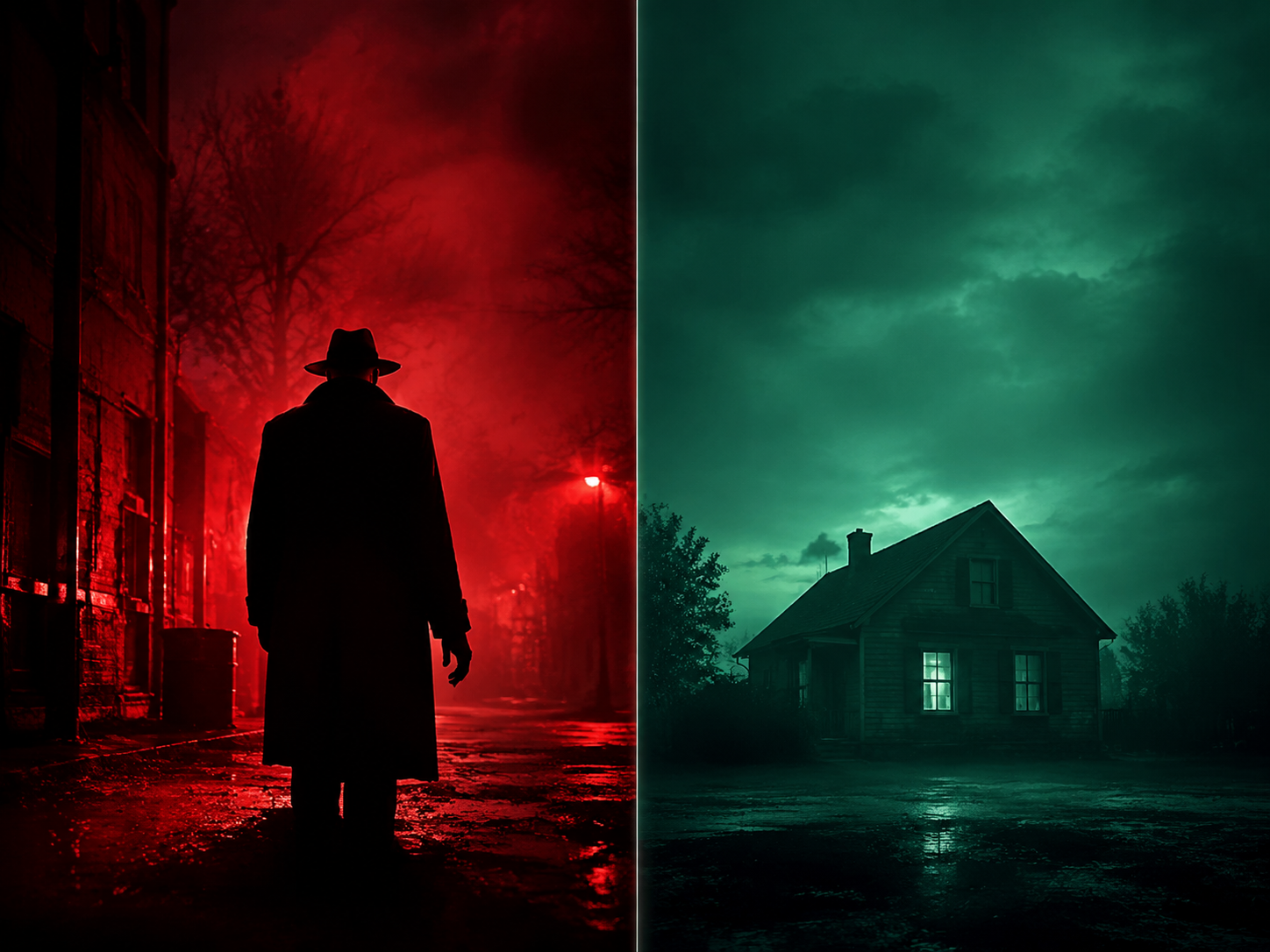 Red and green cinematic contrast illustrating visual tension in horror film analysis