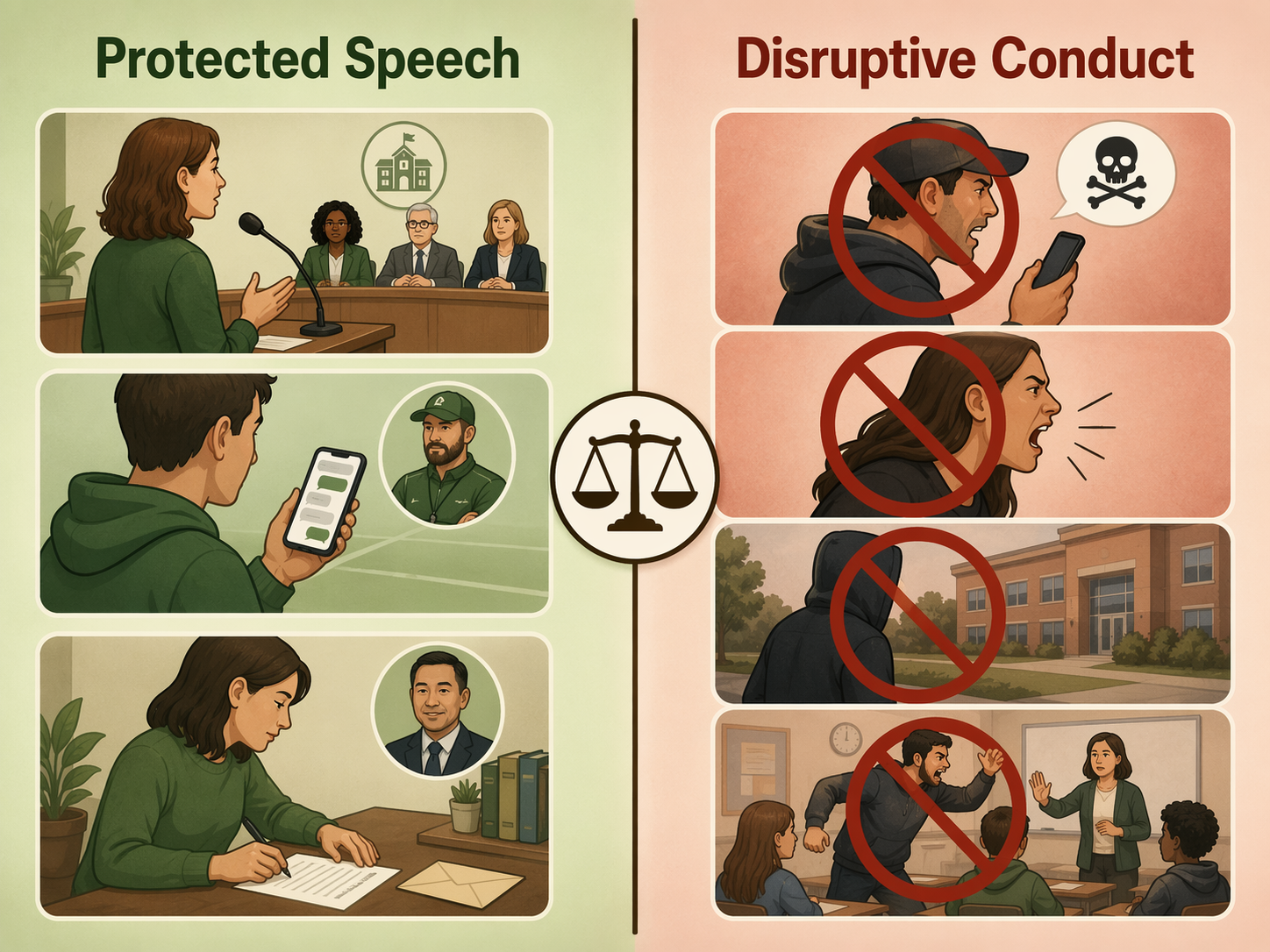 Illustration comparing protected parent speech with disruptive conduct