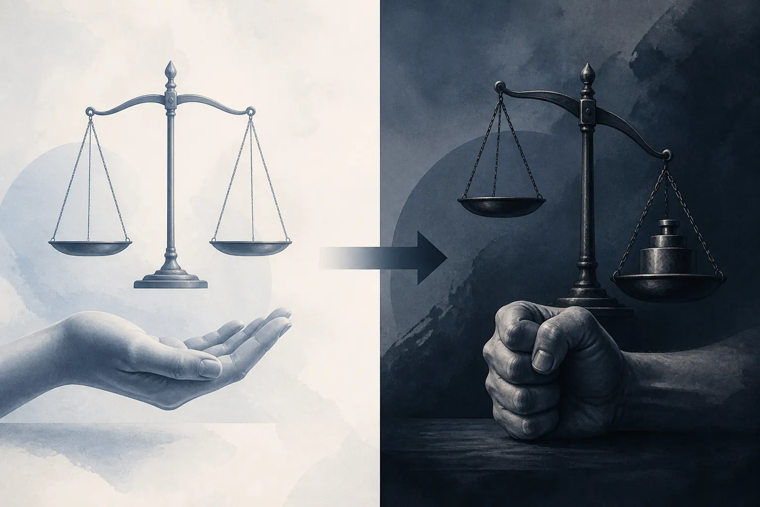 Two-column visual showing lower and higher culpability connected by a spectrum of legal responsibility
