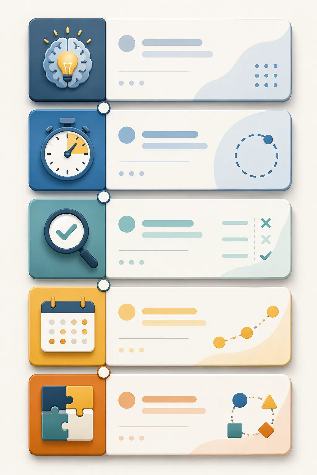 Five-panel infographic showing active recall, timed practice, error analysis, spaced repetition, and interleaved practice