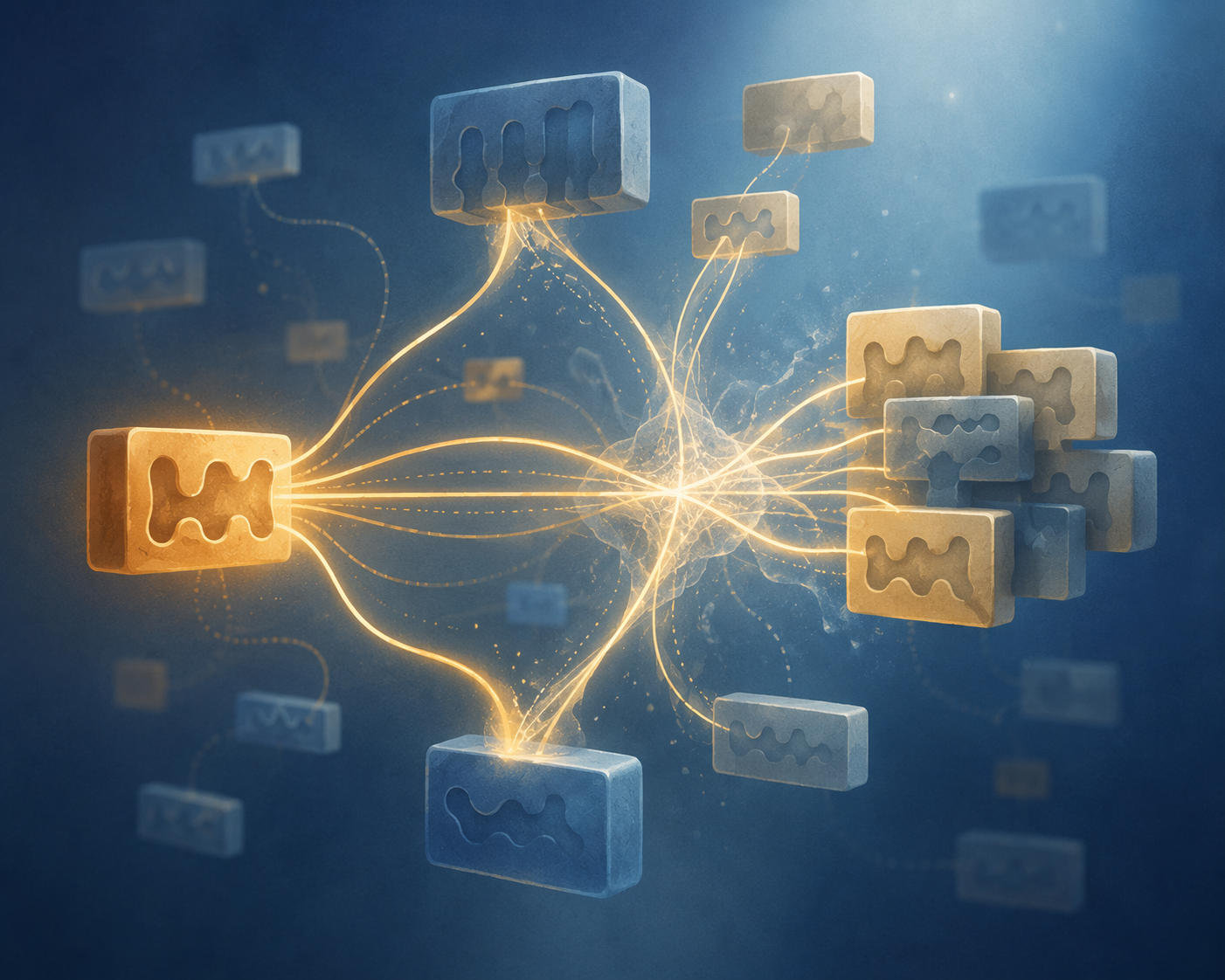 Word blocks connected by branching lines showing misleading clusters and cognitive priming interference