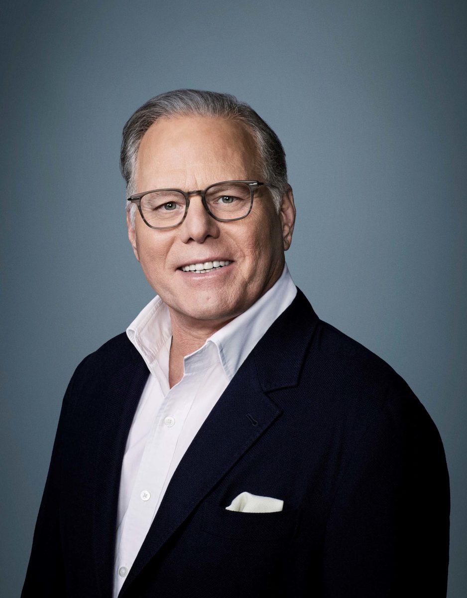 Formal headshot of David Zaslav in a dark suit and blue tie.