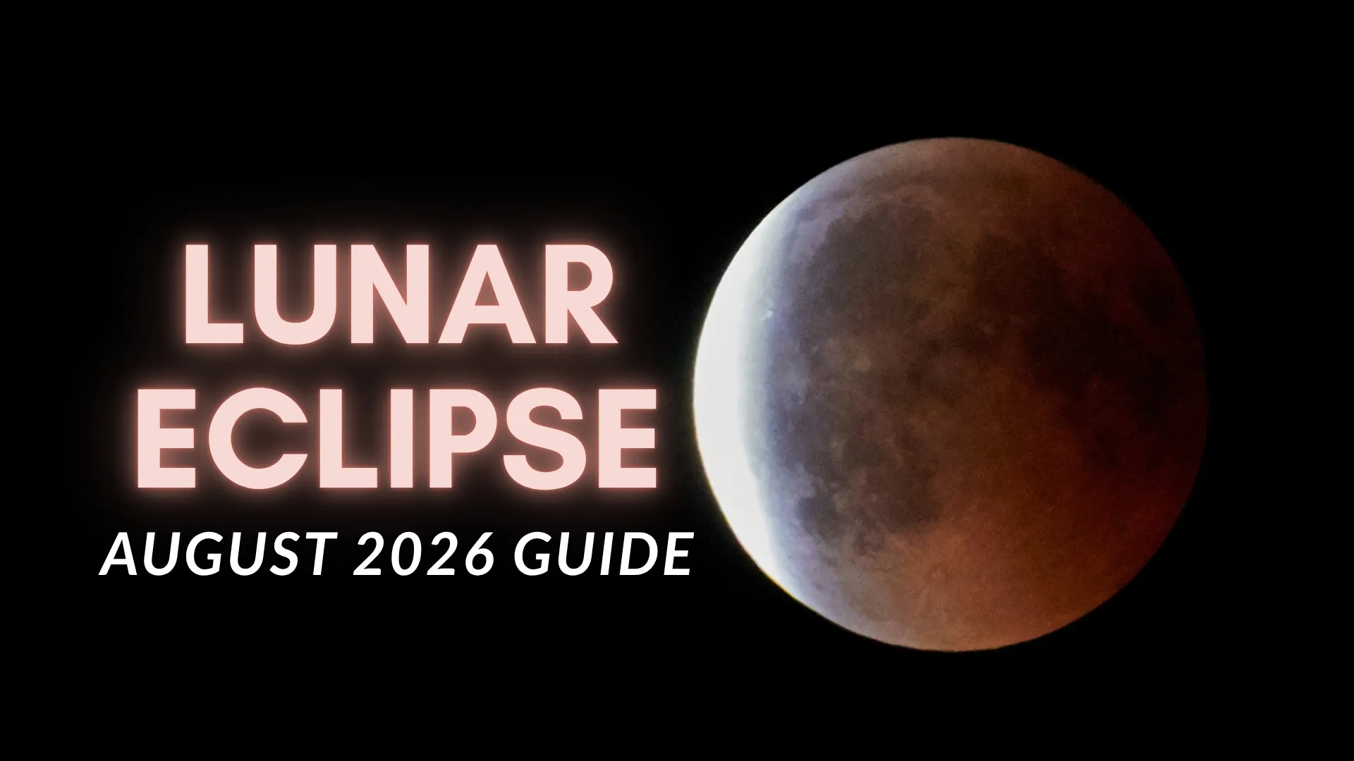 Coppery-red full moon glowing against a dark night sky during an almost blood moon lunar eclipse