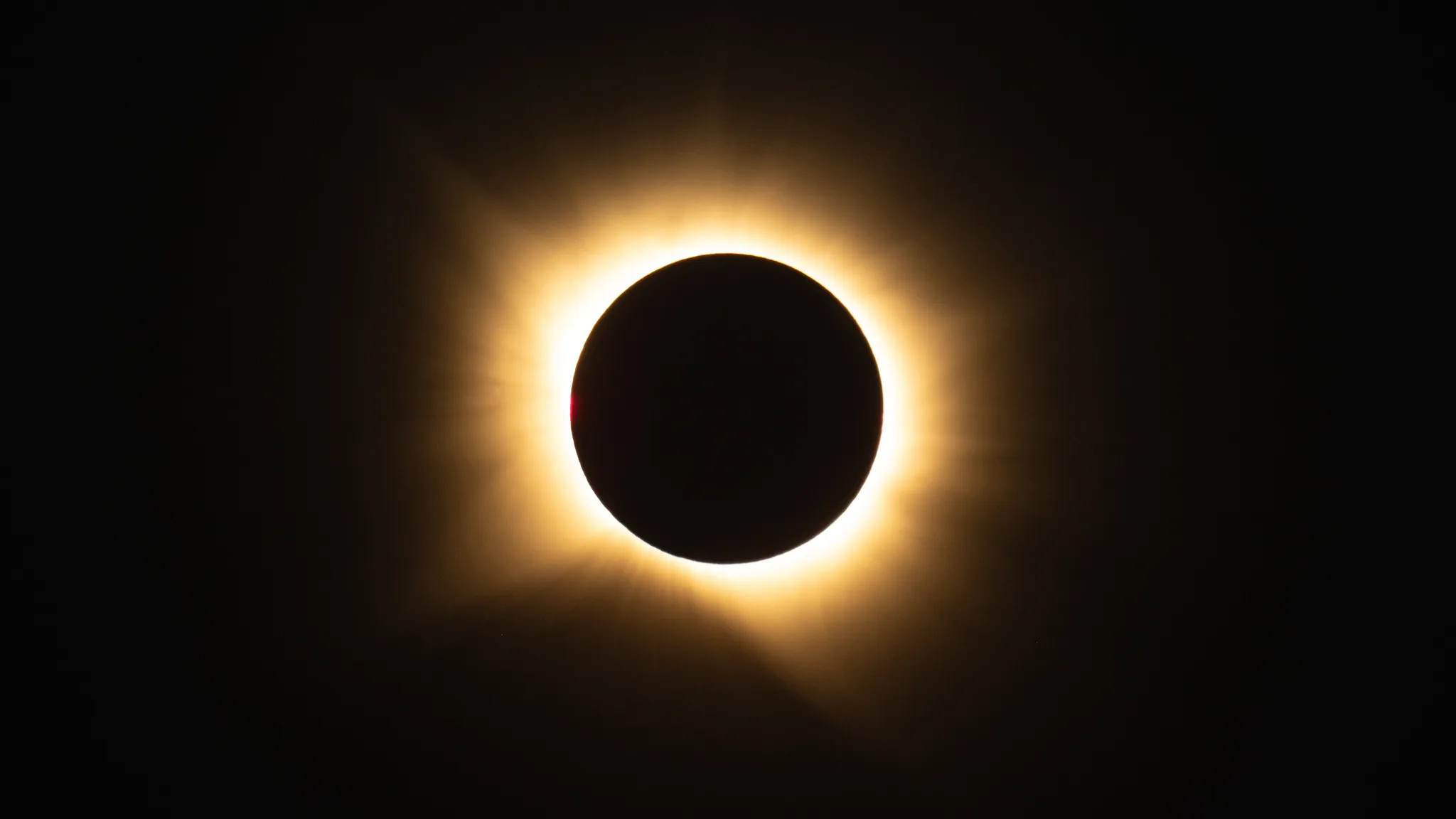 NASA photograph of the August 12, 2026 total solar eclipse from Spain showing the Moon silhouetted against the Sun's corona