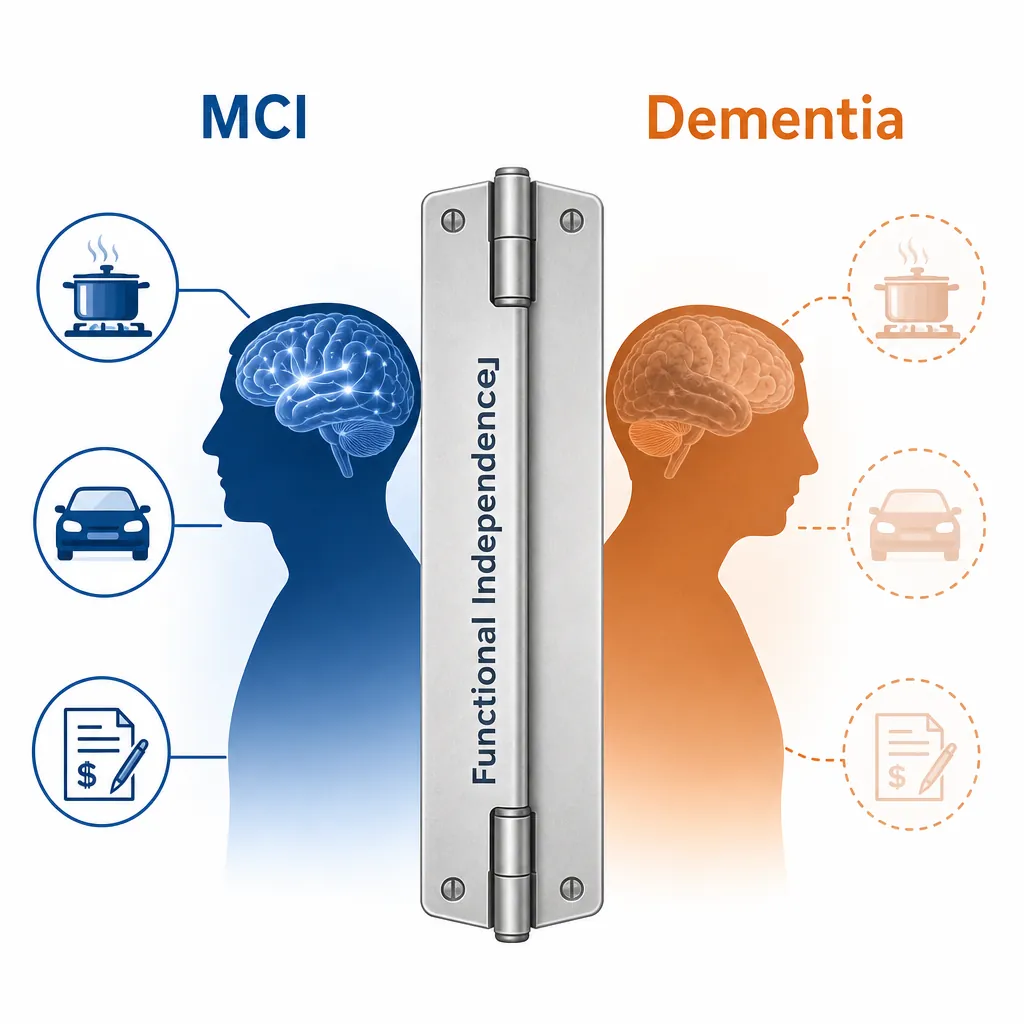 Comparison of MCI and dementia separated by functional independence
